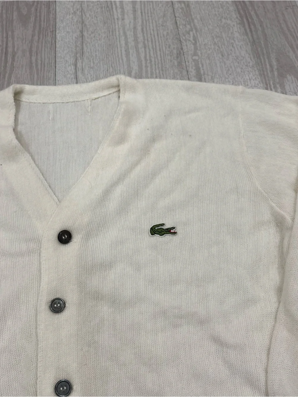 Vintage Izod Lacoste Knit Cardigan (White / Cream) NO TAG check measurements.